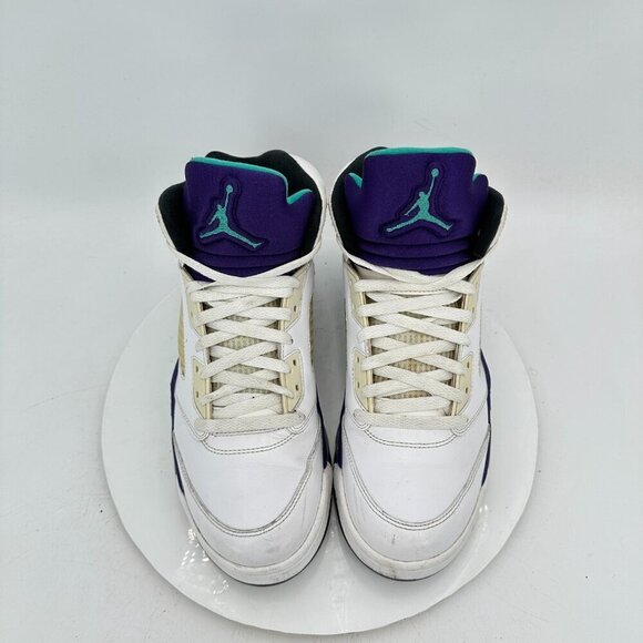 Nike Air Jordan 5 Retro Men Size 10 136027-108 White Emerald Grape Shoes - Picture 3 of 11